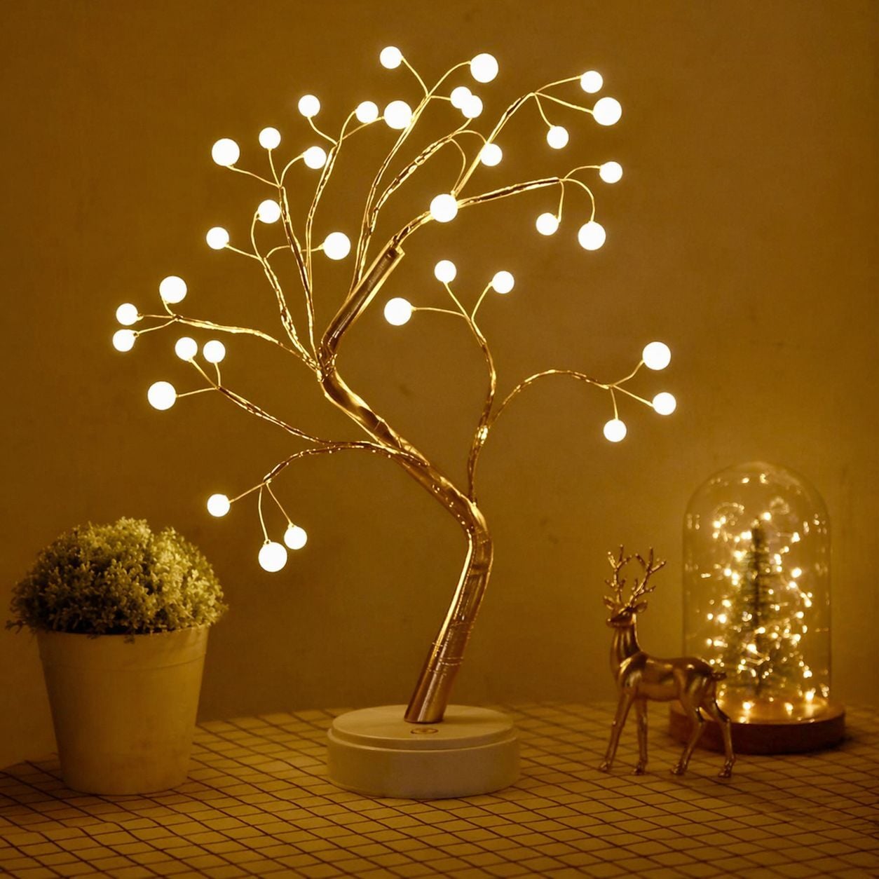 Işıklı Ağaç İnci Led Dekoratif Masa Üstü Led Işık