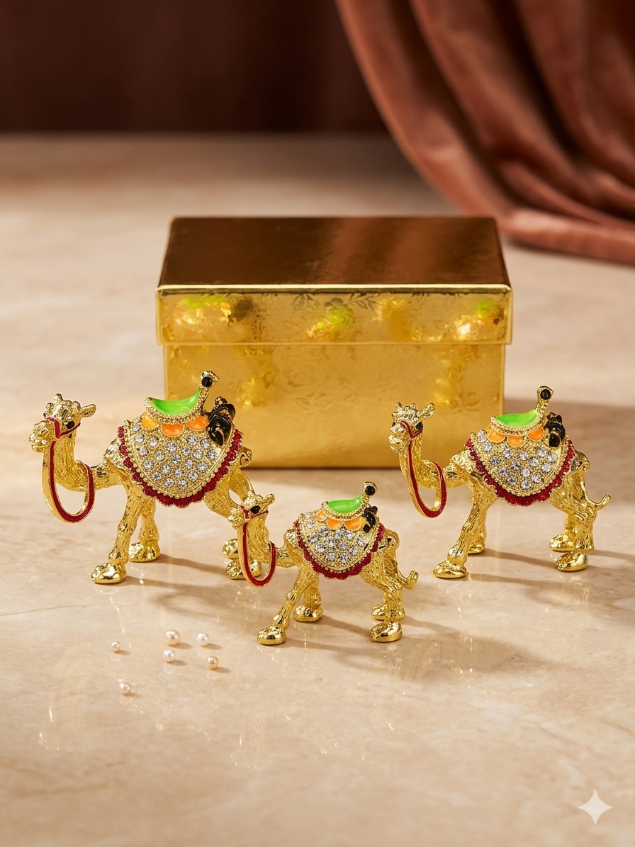 Swarovski Taşlı Deve Biblosu 3 lü set