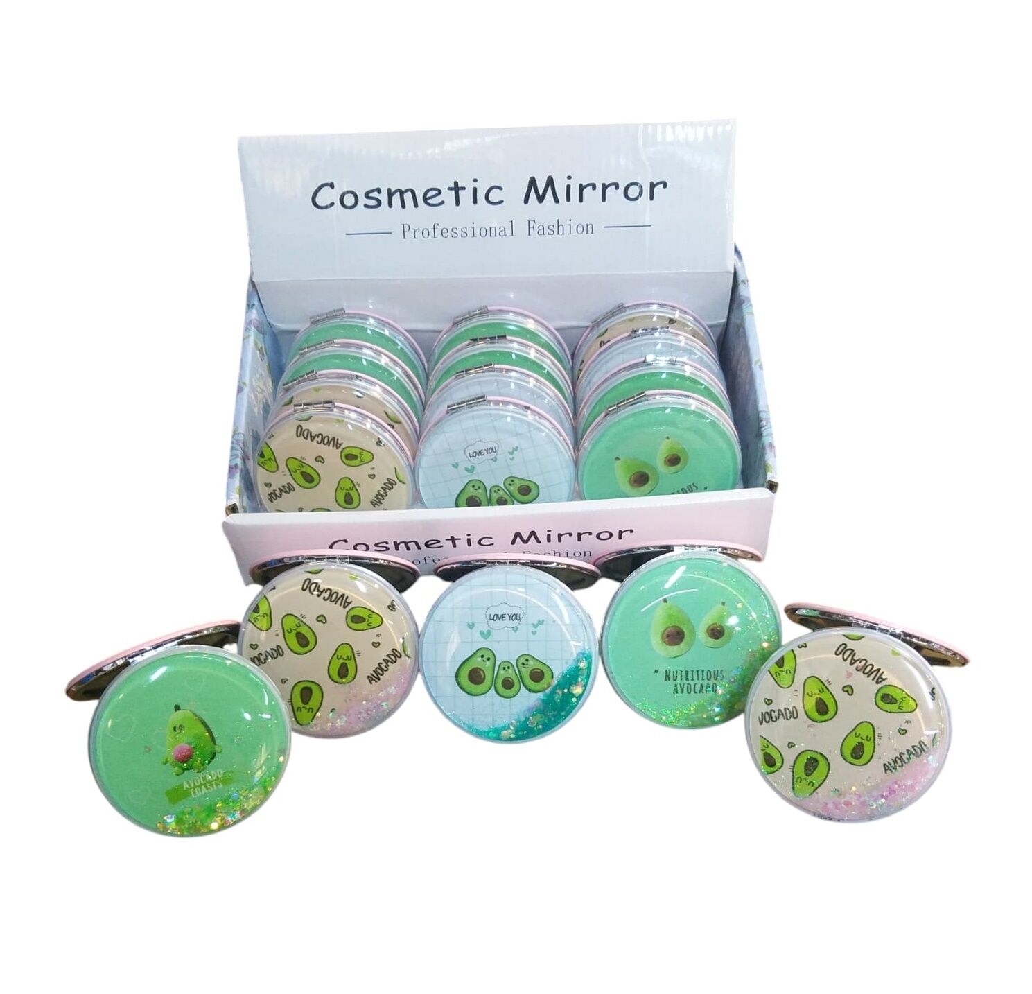 Sulu Simli Avakado Desenli Makyaj Aynası 12 Adet