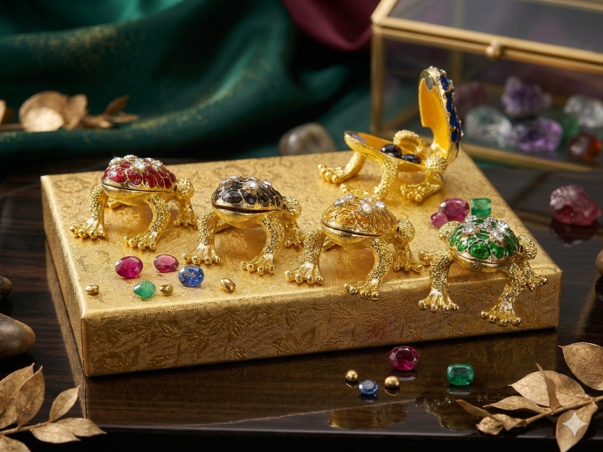 Swarovski Taşlı Kurbağa Biblo 12 Adet