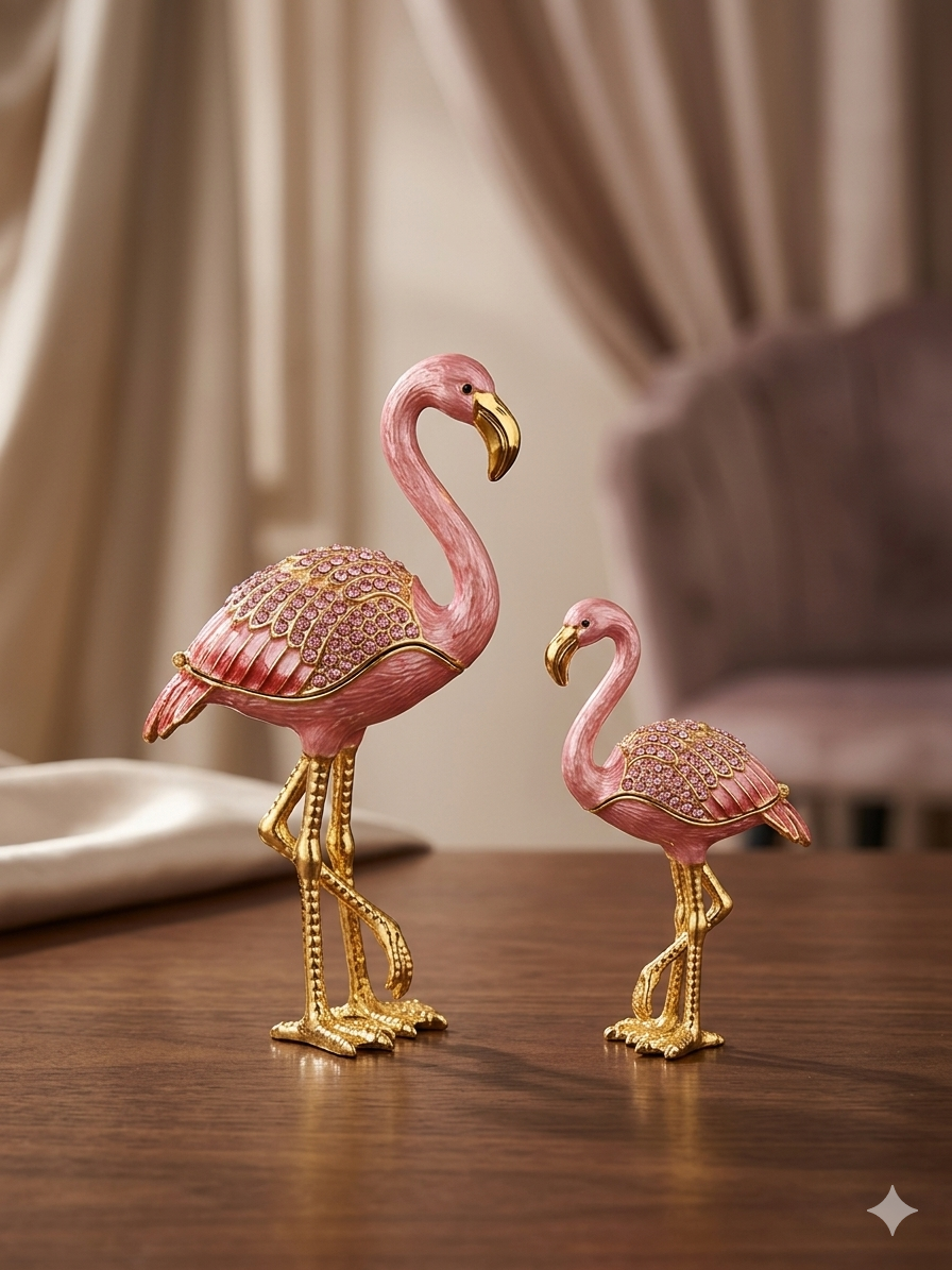 Swarovski Taşlı Filamingo Biblo 2 li Set
