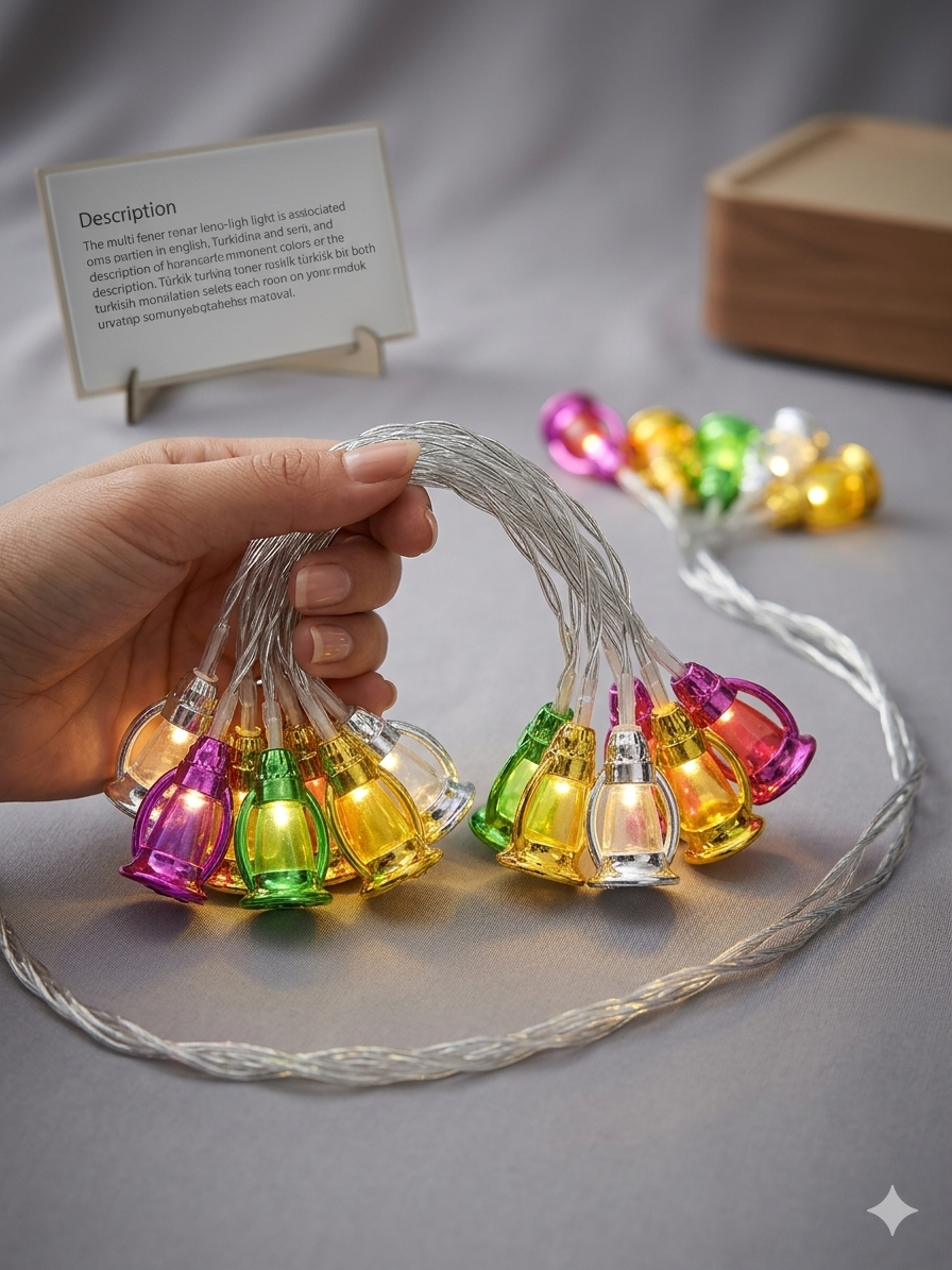 USB Kablolu Dekoratif Renkli Işık Ramazan Kandili Led Lamba 3 Metre