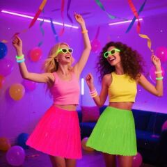 Neon Sarı Hawaii Parti Eteği 40 cm