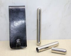 Deri Kılıflı İkili Paslanmaz Çelik Puro Tüpü