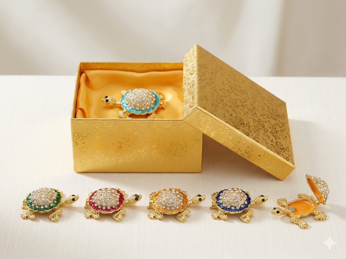 Swarovski Taşlı Kaplumbağa Biblosu 12'li Set