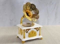 Gramofon Müzik Kutusu Beyaz