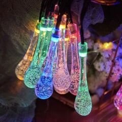 7 Metre 50 Led Damla 8 Fonksiyonlu Solar Panelli-RGB