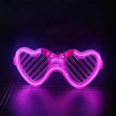 Pembe LED Işıklı Kalp Gözlük – 3 Modlu Parti & Glow Gözlüğü