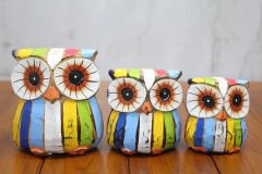 Ahşap 3'lü Baykuş Seti Model 4