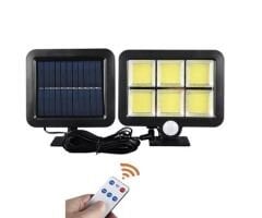 120 Cob Led Solar Panelli 3 Modlu Duvar Lambası Uzaktan Kumandalı