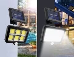 120 Cob Led Solar Panelli 3 Modlu Duvar Lambası Uzaktan Kumandalı