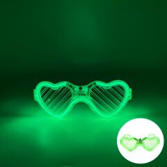 Yeşil LED Işıklı Kalp Gözlük – 3 Modlu Parti & Glow Gözlüğü