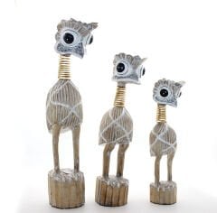 Ahşap 3'lü Emu Kuşu Seti
