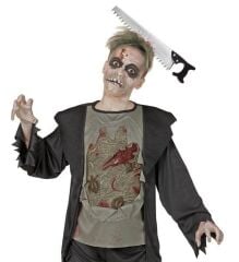 Kafaya Saplanmış Halloween Kanlı Testere Şaka Tacı