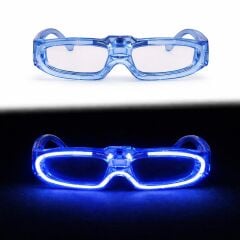 Mavi LED Işıklı Parti Gözlüğü 3 Modlu – Glow & Gece Eğlence Gözlüğü