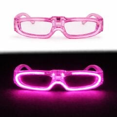 Pembe LED Işıklı Parti Gözlüğü 3 Modlu – Glow & Gece Eğlence Gözlüğü