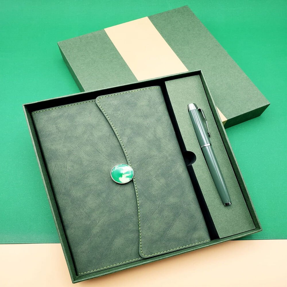 Toptan Özel Kutulu Deri Defter Ve Roller Kalem Seti