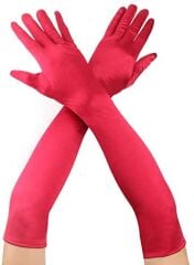 Kırmızı Renk Uzun Kumaş Eldiven