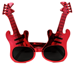 Kırmızı Renk Gitar Şekilli Parti Gözlüğü
