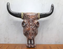 Ahşap Duvara Asmalı Bufalo Kafası