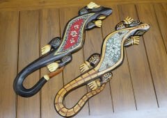 Ahşap Duvara Asmali Kertenkele Figürü