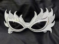 Taşlı Beyaz Alev Parti Gözlüğü