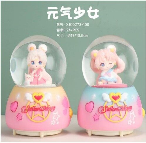 Sevimli Kız Işıklı Müzikli Püskürtmeli Büyük Boy Kar Küresi
