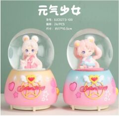Sevimli Kız Işıklı Müzikli Püskürtmeli Büyük Boy Kar Küresi