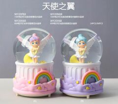 Kanatlı Melek Işıklı Müzikli Püskürtmeli Büyük Boy Kar Küresi