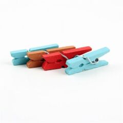 Ahşap Renkli Mini Mandal 100 Adet