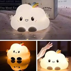 Bulut Tasarımlı Renk Değiştirebilen Dokunmatik Gece Lambası