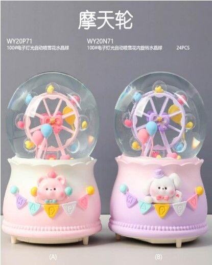 Dönme Dolap Şeklinde Işıklı Müzikli Püskürtmeli Büyük Boy Kar Küresi