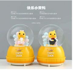 Sevimli Ördek Tasarımlı Işıklı Müzikli Püskürtmeli Büyük Boy Kar Küresi