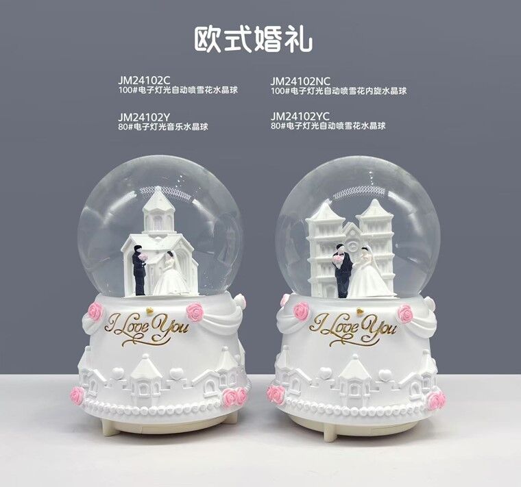 Gelin Damat Işıklı Müzikli Orta Boy Kar Küresi