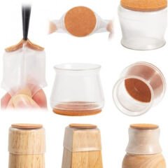 4'lü Keçeli Şeffaf Silikon Sandalye Ayak Koruyucu Seti