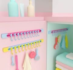 10 Kancalı Raylı Mutfak ve Banyo Düzenleyici Askı 30 cm