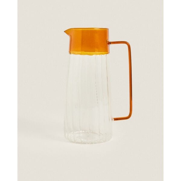 Turuncu Detaylı Cam Sürahi 1600 ml