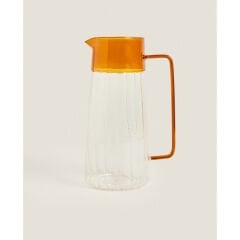 Turuncu Detaylı Cam Sürahi 1600 ml