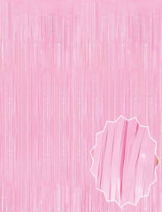 Soft Pembe Püsküllü Kapı Perdesi - Parti, Baby Shower, Cinsiyet Partisi 1x2 m
