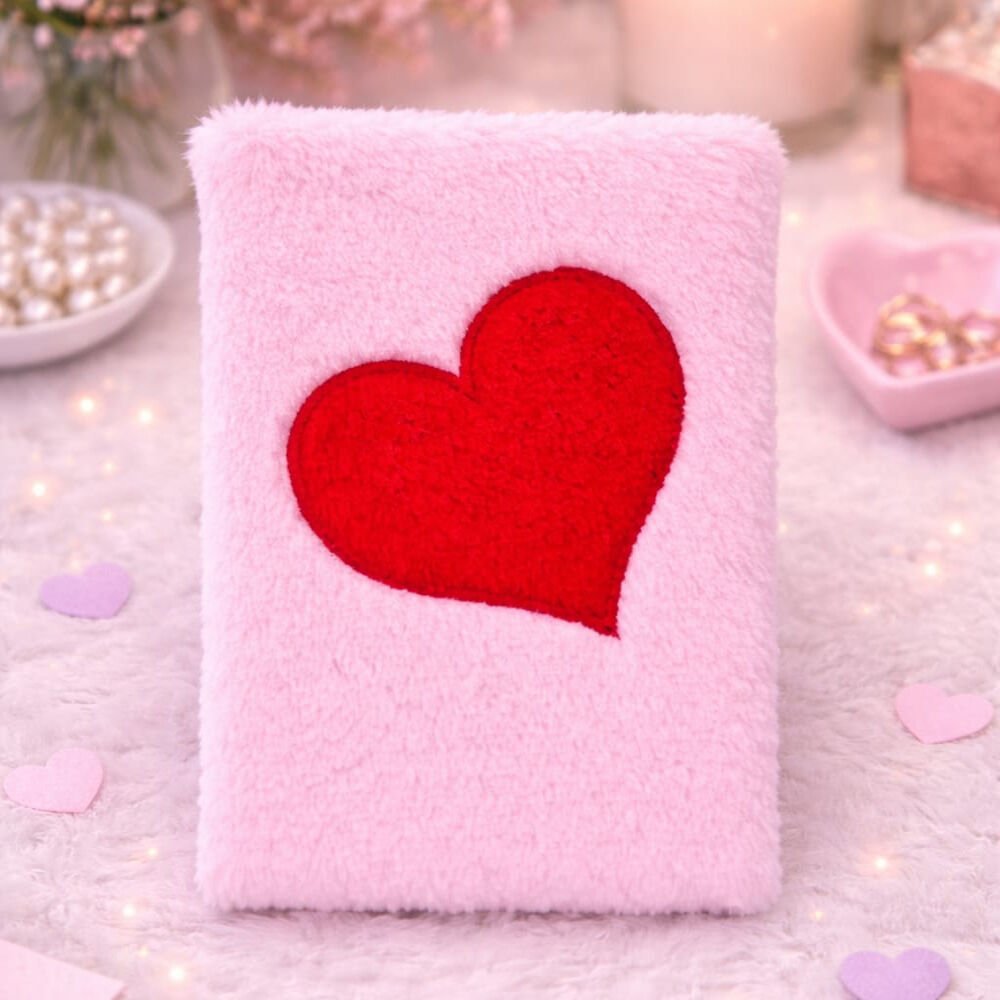 Toptan Kalpli Pembe Peluş Defter