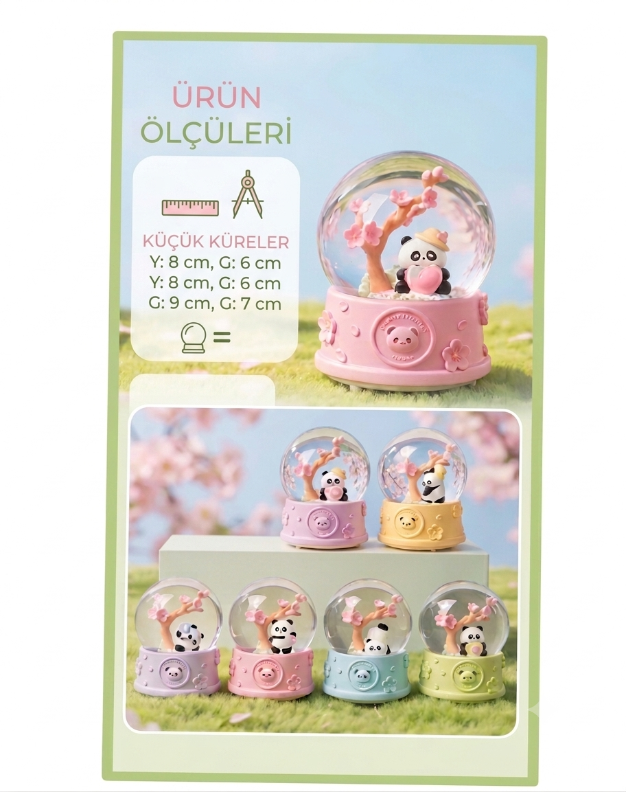 Işıklı Müzikli Orta Boy Kar Küresi 6 Adet