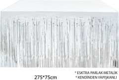Gümüş Metalize Masa Eteği 275x75 cm – Kendinden Yapışkanlı