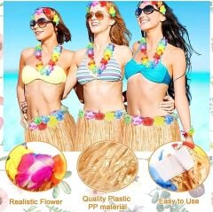 Yetişkin ve Çocuk Uyumlu Saman Renk Hawaii Etek 12 Adet