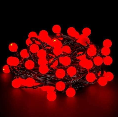 5 Metre 28 Led Kırmızı Işık Siyah Kablo Fişli