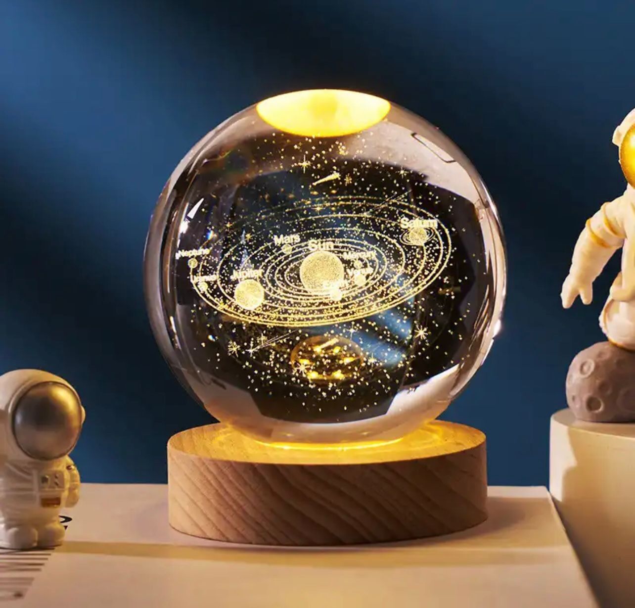 Gezegenler Renk Değiştiren Işıklı Cam Küre 8cm