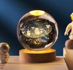 Gezegenler Renk Değiştiren Işıklı Cam Küre 8cm