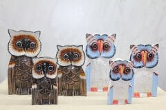 Ahşap 3'lü Baykuş Seti 30 cm