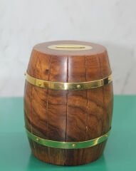 Pirinç Detaylı Fıçı Kumbara Model 4