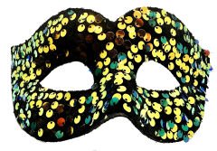 Altın Renk Pul Payet İşlemeli Balo Maskesi