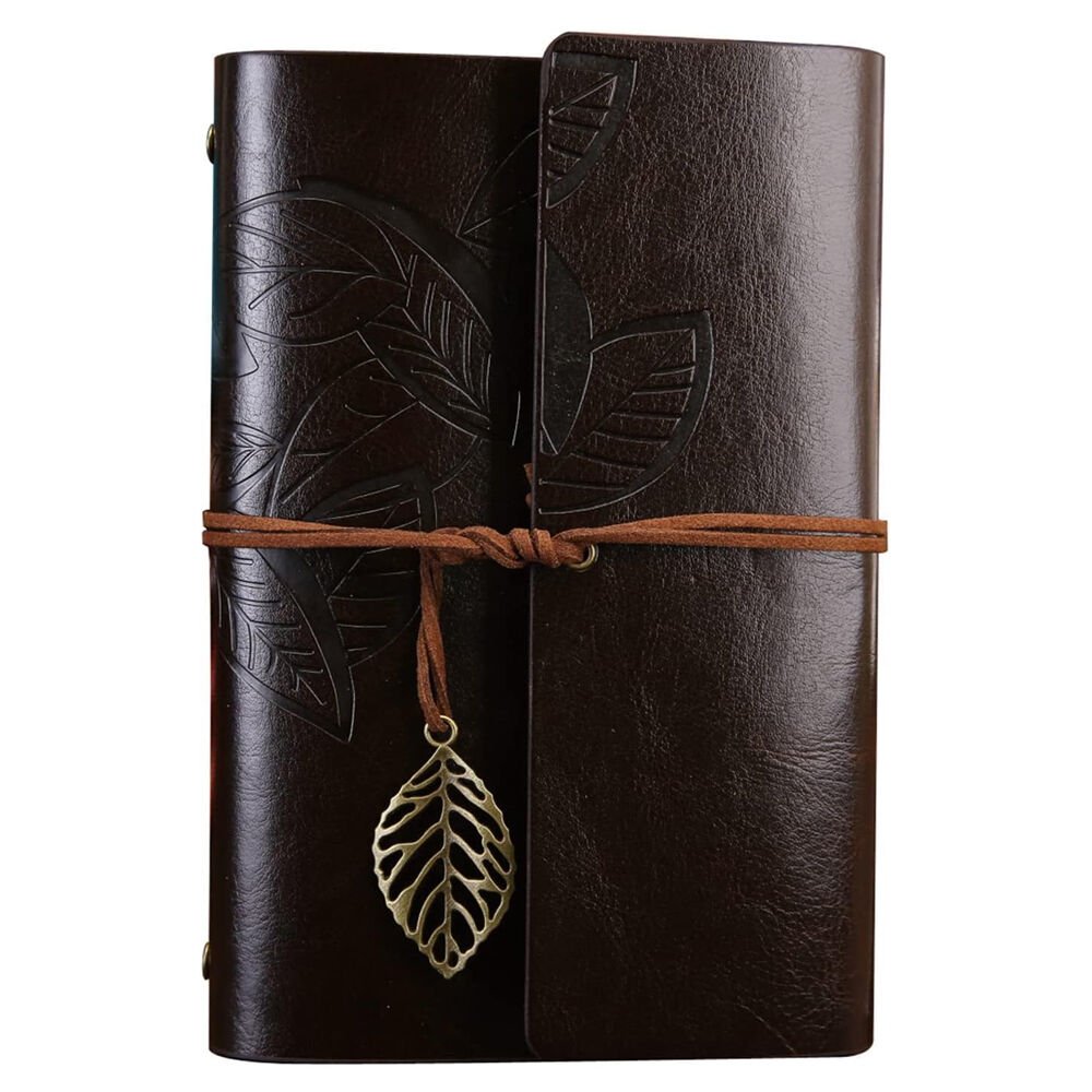 Toptan Büyük Yaprak Desenli Deri Defter